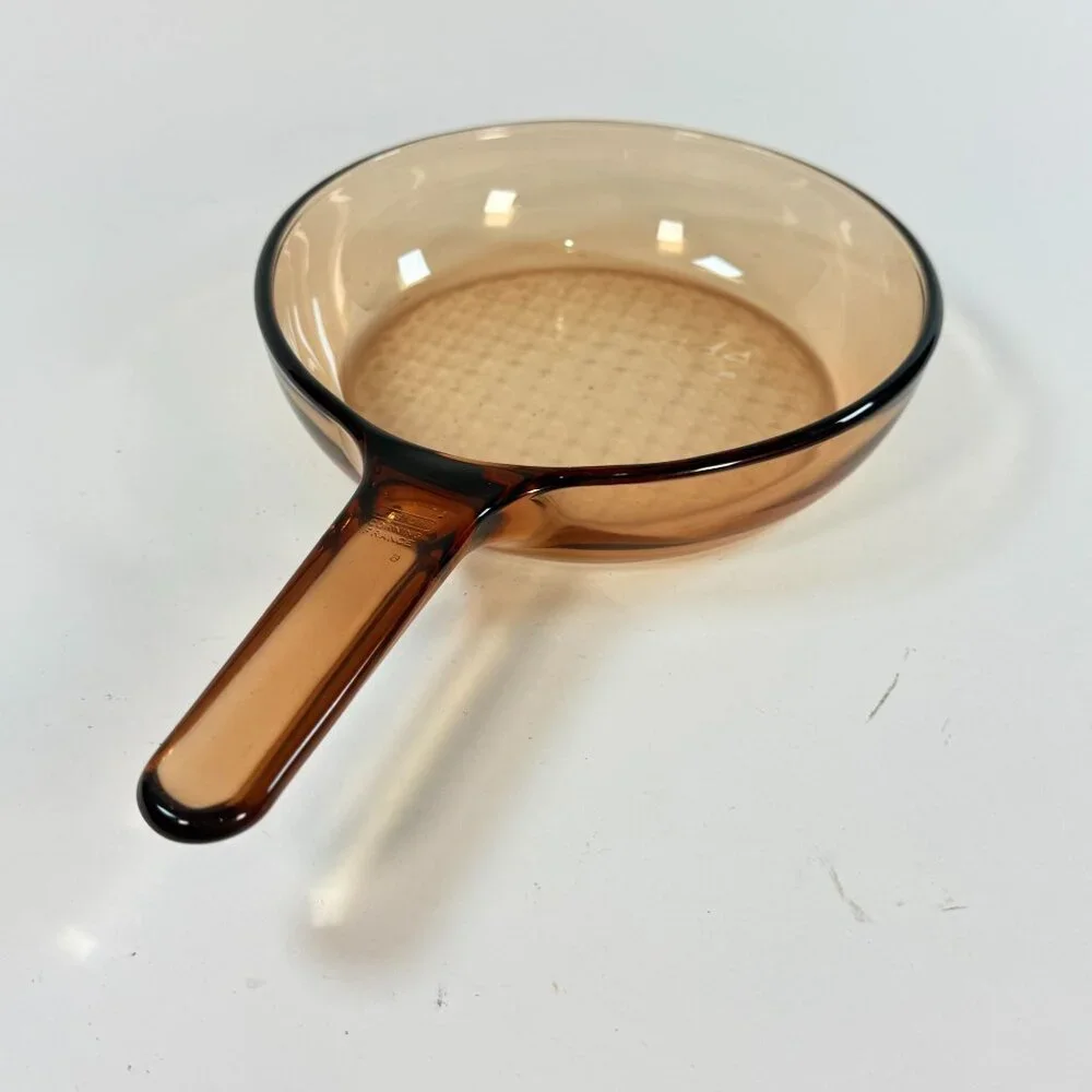 Vintage Vision Corning Ware 7” Skillet Frying Pan Amber Waffle Bottom NO Lid